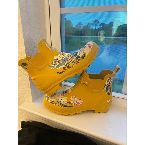 Joules Wellibob Women’s Rain Boots in Yellow Floral Design Size US 9 EU 40/41 - Picture 6 of 12